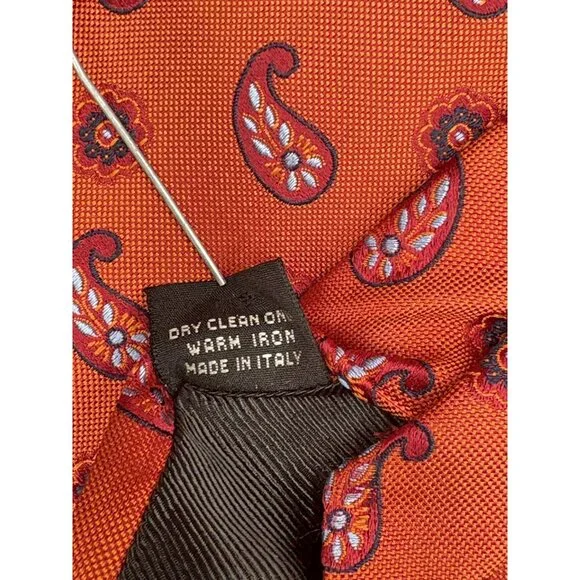 ERMENEGILDO ZEGNA Men's Tie 100% Silk ITALY Luxury FLORAL Red Orange Blue 62EUC